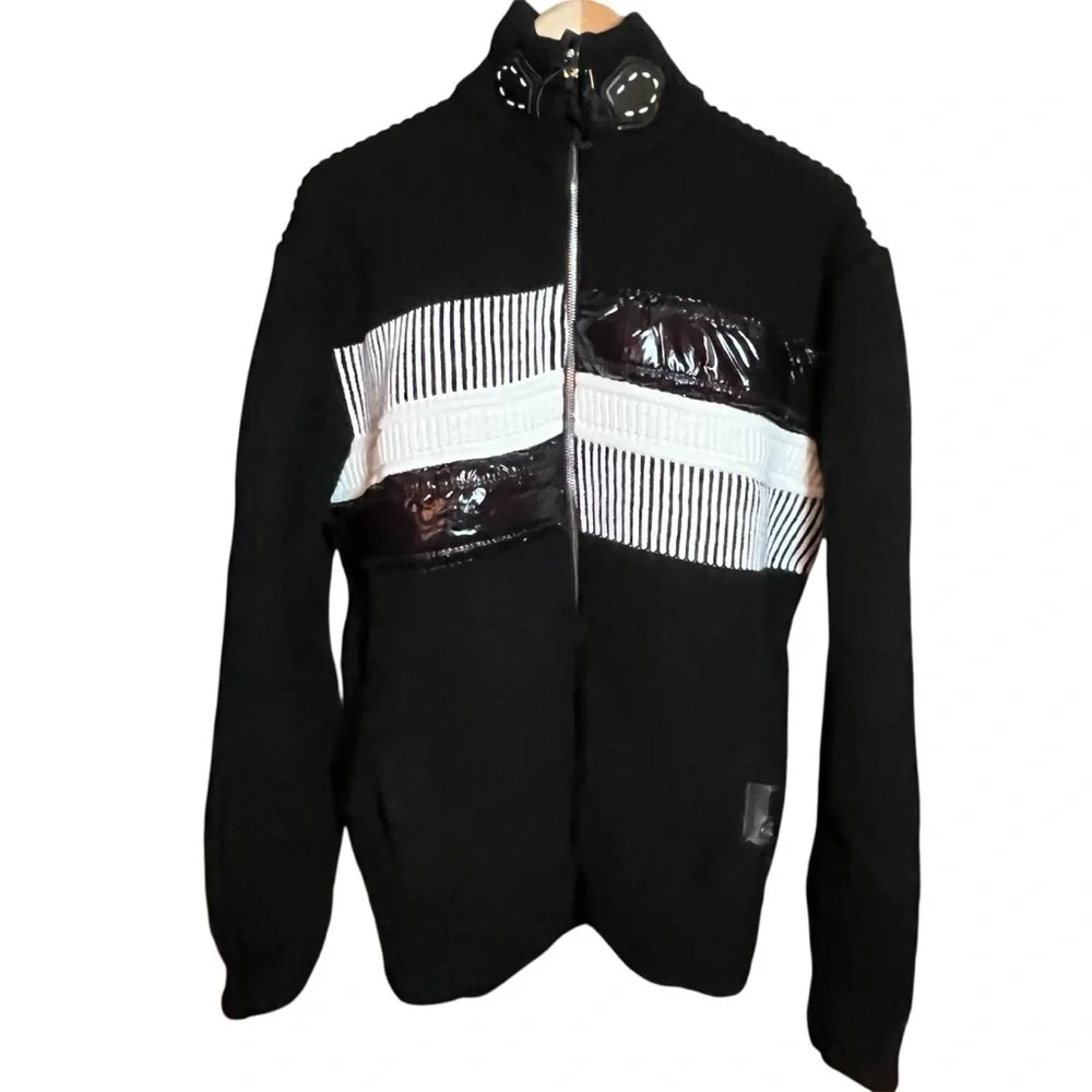 LCR Black Edition Sweater Full Zip Cardigan Black Chunky Knit Men's Size XXL NWT